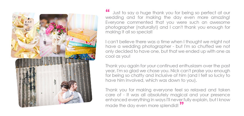London wedding photographer testimonial